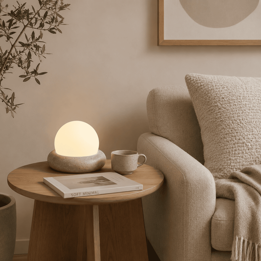 Ren Halo Travertine Table Lamp