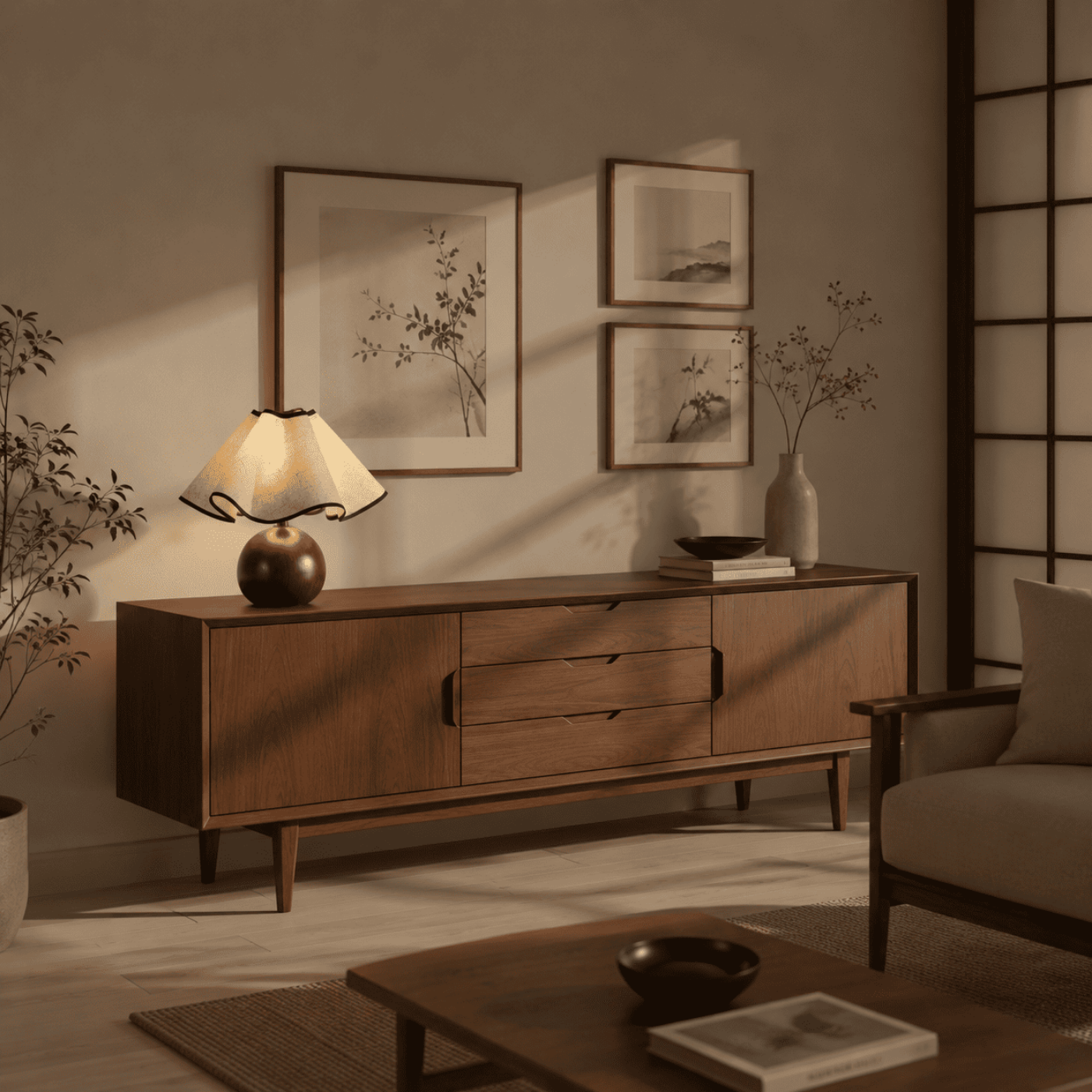 Kairo Lotus Wood Table Lamp