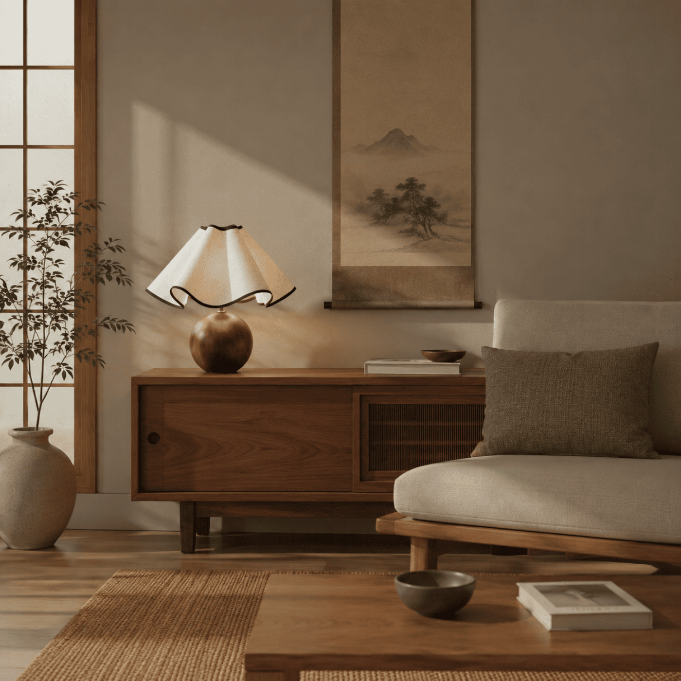 Kairo Lotus Wood Table Lamp