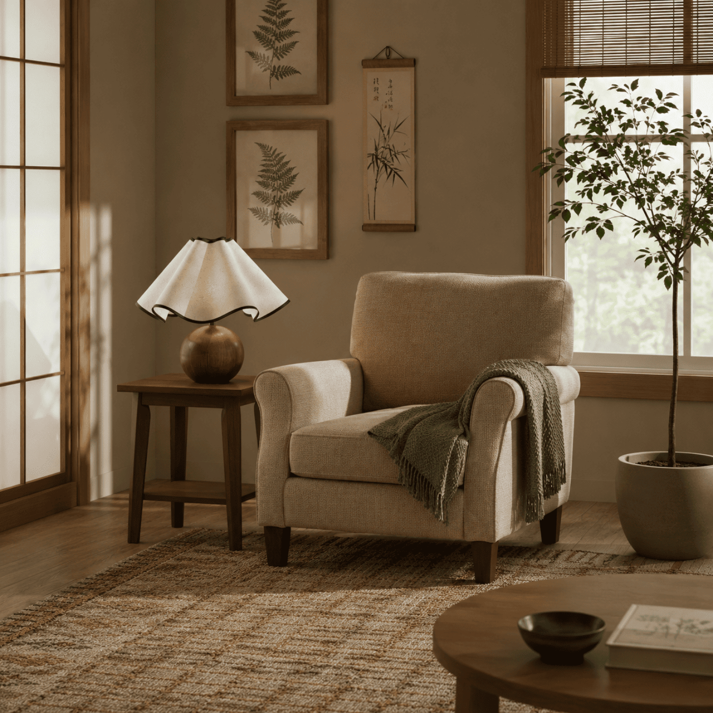 Kairo Lotus Wood Table Lamp