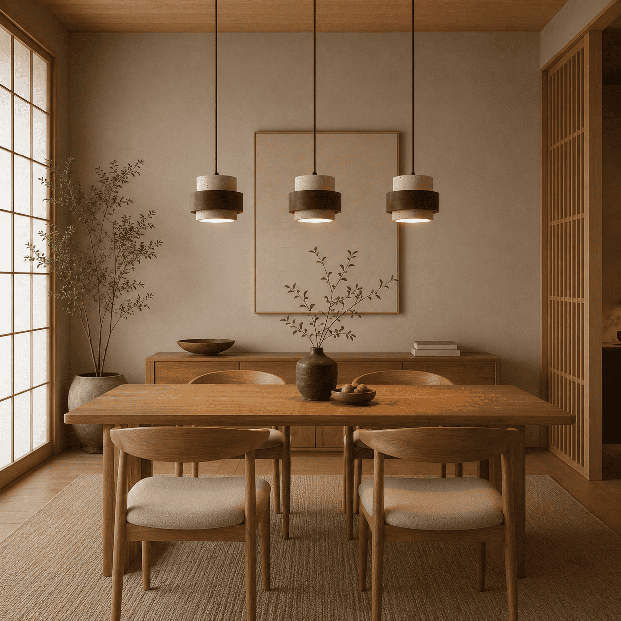 Ren Halo Travertine Pendant Light