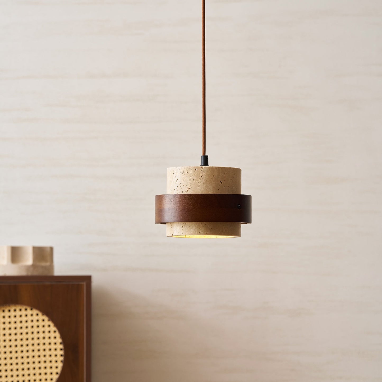 Ren Halo Travertine Pendant Light