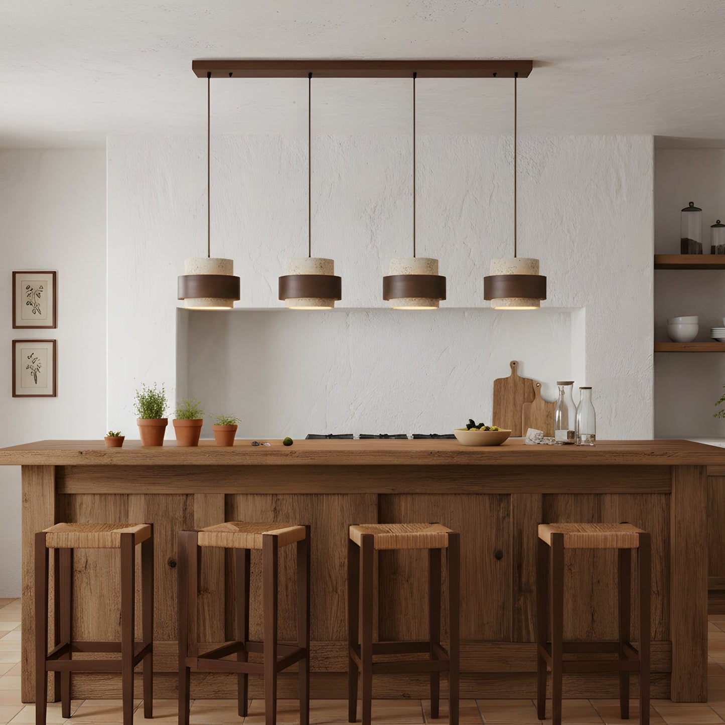 Ren Halo Travertine Pendant Light