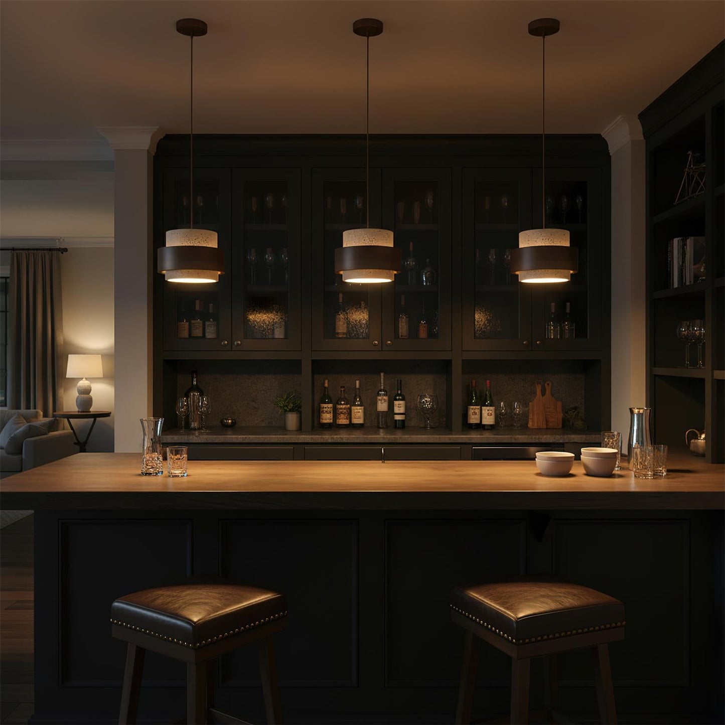Ren Halo Travertine Pendant Light