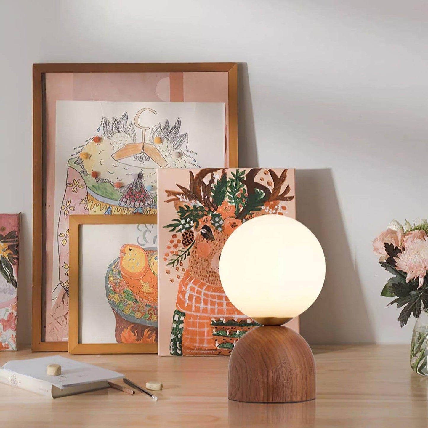Kairo Wood Spheric Table Lamp