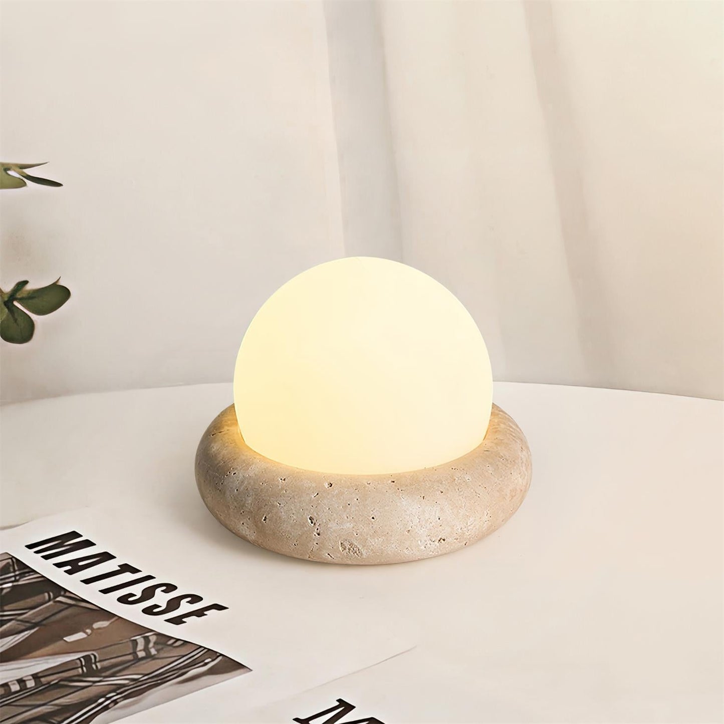 Ren Halo Travertine Table Lamp