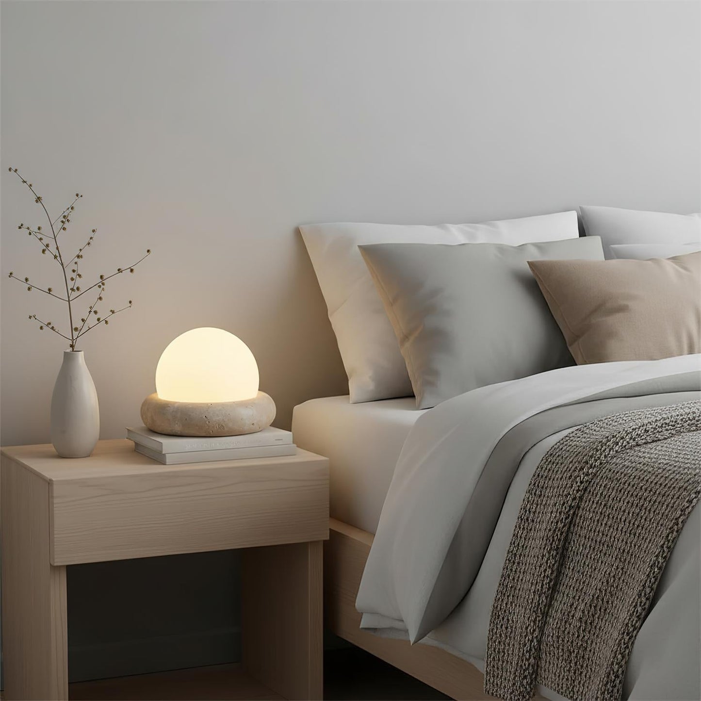 Ren Halo Travertine Table Lamp